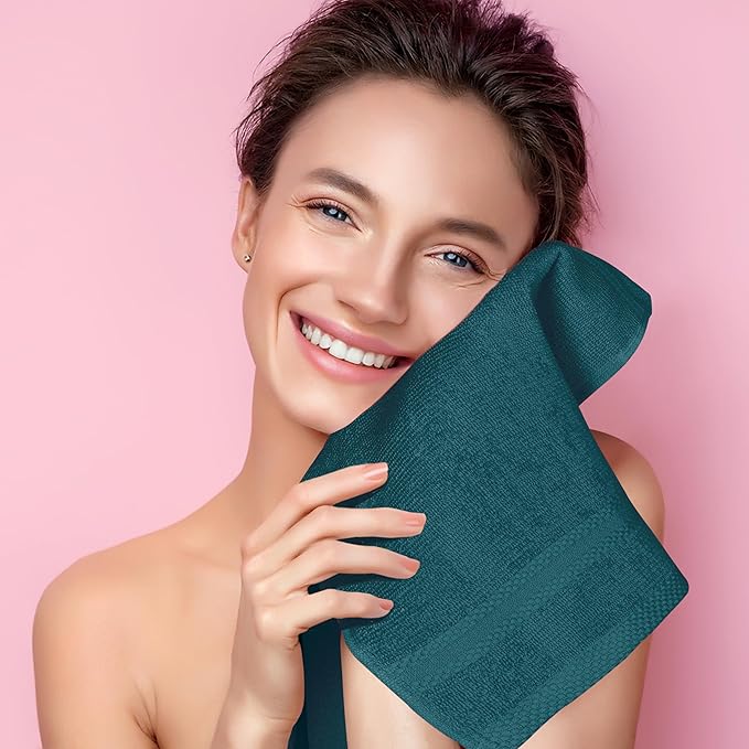GLAMBURG Ultra Soft 12-Piece Washcloths Set 13x13-100% Ringspun Cotton