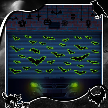 Kanayu 32 Pcs Halloween Garage Door Decorations Magnets Glow in the Dark Black Bats Spider Garage Door Magnets Luminous Magnetic Stickers Halloween Decorations for Home Car Refrigerator(Classic Bat)