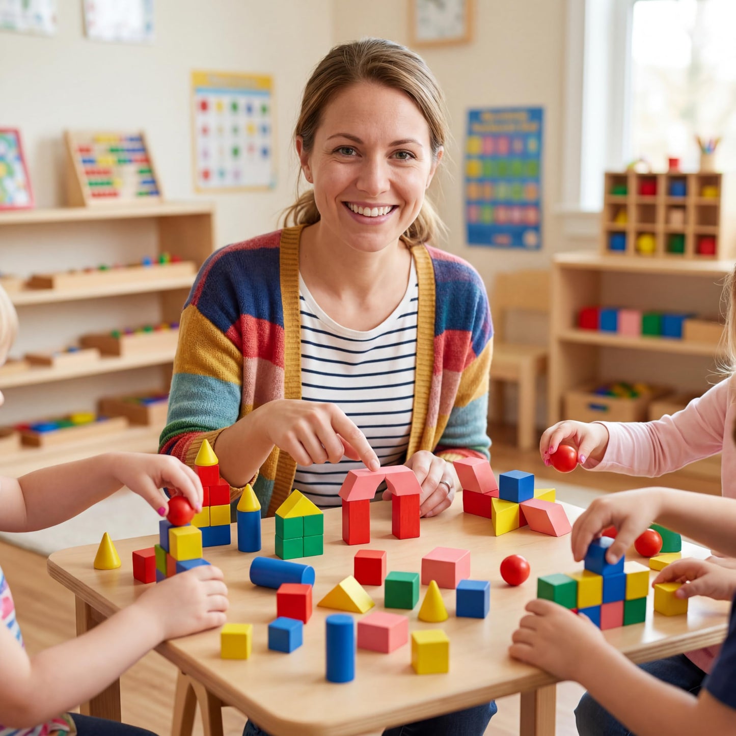 Hiboom 280 Pcs 3D Shapes Geometric Solid for Teaching Wood Mini Geometric Shapes Colorful Education Blocks Classroom Manipulatives Blocks for Geometry Math Learning Kindergarten Preschool