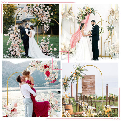 Metal Arch Backdrop Stand 7.2FT+6FT Wedding Arch Backdrop Stand Set of 2 Gold Backdrop Arch Stand Wedding Arch Frame for Wedding Ceremony Birthday Party Decoration Arbors of Metal