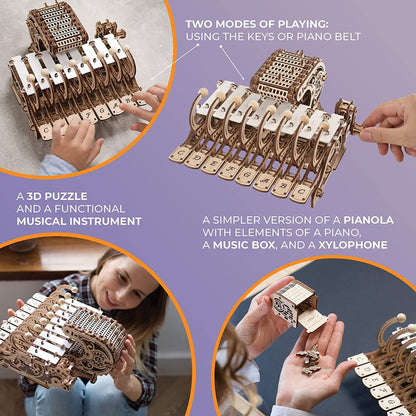 UGEARS Celesta 3D Mechanical Puzzle 3D Wooden Puzzles for Adults - Wooden Model Kits for Adults Musical Instruments for Adult Piano, Music Box and Xylophon Brain Teaser, Hobby Set
