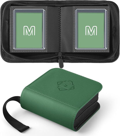 1 Pocket Toploader Binder Holds 40 Cards with 20 Sleeves Collectible Trading Card Album, for 3x4 Toploaders Hard Cases for TCG, MTG, Sports, Baseball, Football, Small Sports Card Book (1Dark Green)