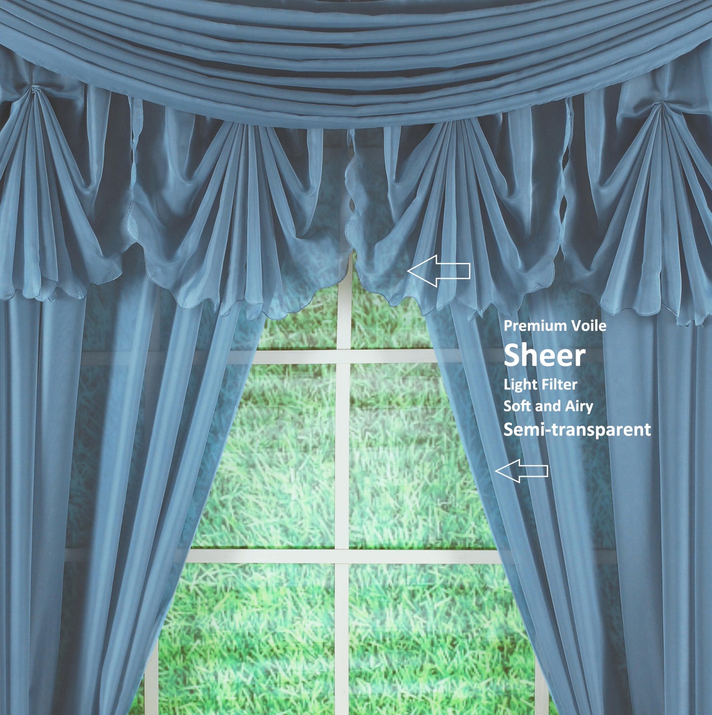 Today's Curtain Emelia Original Voile Scarf 144", Wedge Blue, 45" W x 144" L