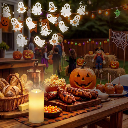 Baquler Halloween Projector Candle Ghost Projector Light Halloween Indoor Decoration Spooky Scary LED Flameless Candle Battery Operated Night Light with Remote Timer Bedroom Home Decor Party Gift