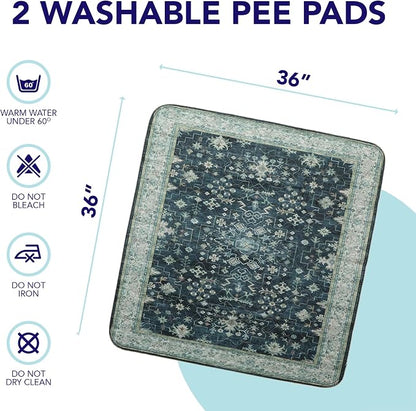 PUPIBOO Washable Pee Pads for Cats & Dogs - Super Absorbent Reusable Cat Litter Mat & Puppy Training Pad - 100% Waterproof, Leak-Proof & Non-Slip Whelping Pads for Pet Housebreaking