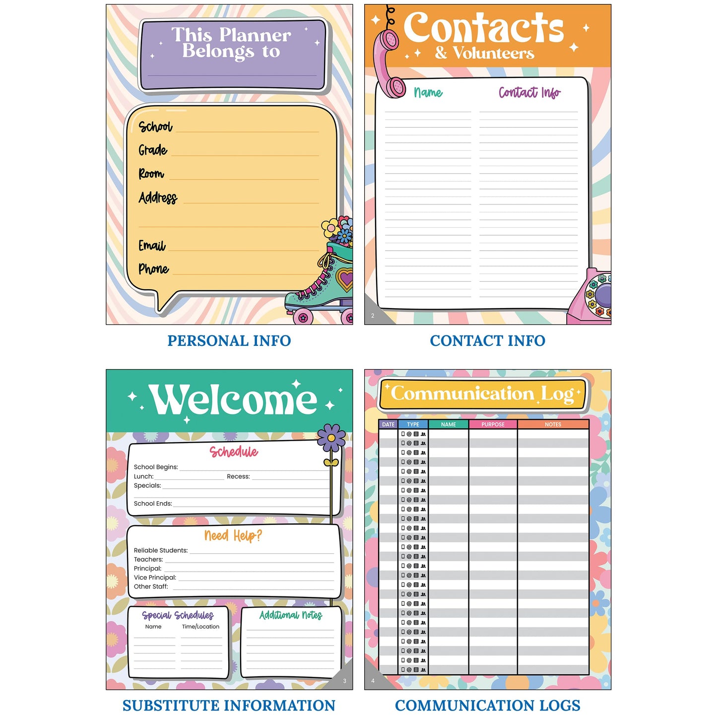 Carson Dellosa Retro Remix Teacher Planner 2026-2027, Undated 8" x 11" Lesson Plan Book With Retro Stickers, Class Schedule, Weekly Calendar, Homeschool & School Supplies, Groovy Classroom Must Haves