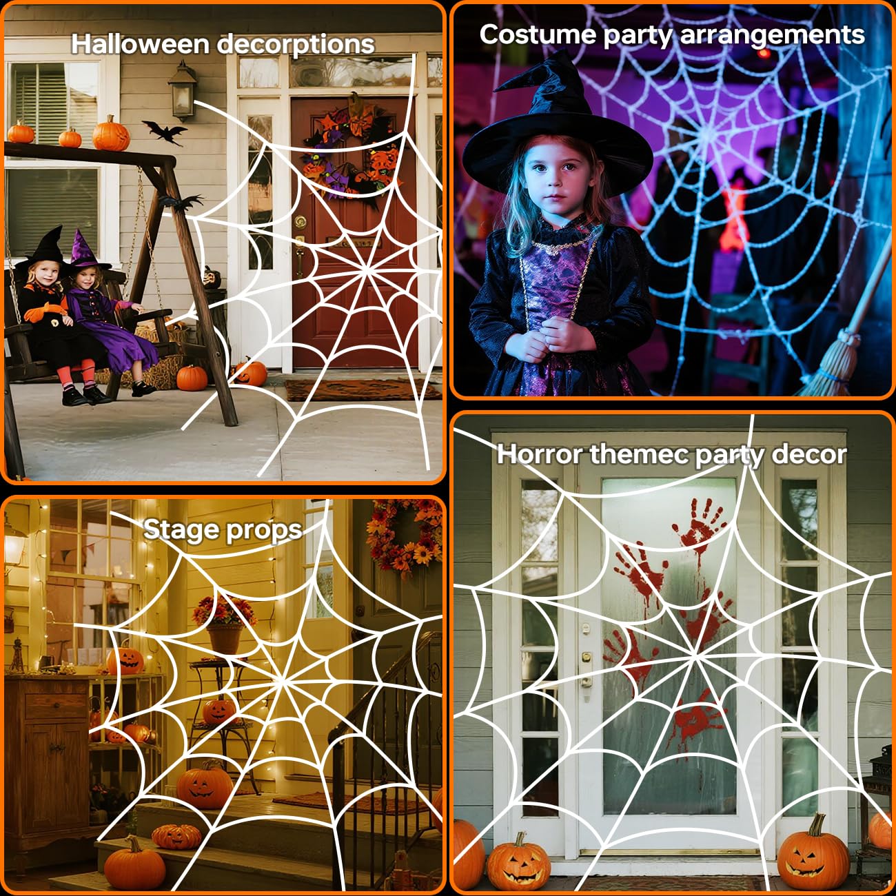 FathiSooc Spider Webs Halloween Decorations Outdoor, 16.5ft 12 Coils White Fake Spider Web, Scary Haunted House Outdoor Wall Decor for Halloween Party Hanging Decorations (16.5ft 12 Coils-White)