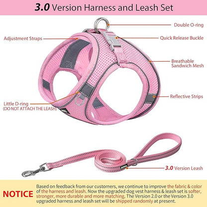 AIITLE Easy Walk Dog Harness and Leash Set - Pet Supply No Pull, Step in Adjustable Dog Harness with Padded Vest, Dog Harness No Choke Over, Easy to Put on Medium Dogs Pure Pink L