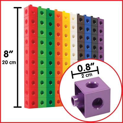 edxeducation Recycled Plastic Linking Cubes - Set of 100 - Connecting and Counting Snap Blocks for Early Math - for Preschool and Elementary Aged Kids