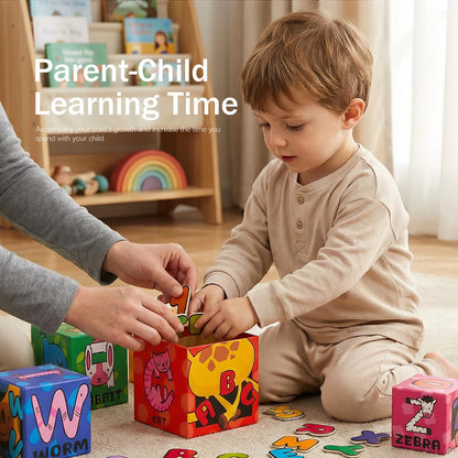 Atoylink Magnetic Alphabet Nesting Stacking Blocks for Toddlers, 10-Piece Educational Toys with ABC Letters, Numbers 0-9, 26 Animals, Sorting Storage Cubes for Kids Age 18 Months 6 Year