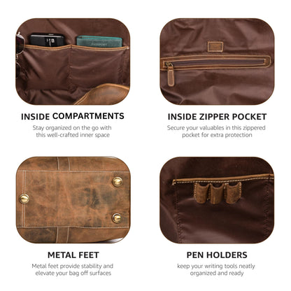 Leather Village Leather Duffel Bags for Men & Women-Stylish Travel Weekender Carry-On Sports Gym Overnight Luggage Bag - 20 Inch - Vintage Brown