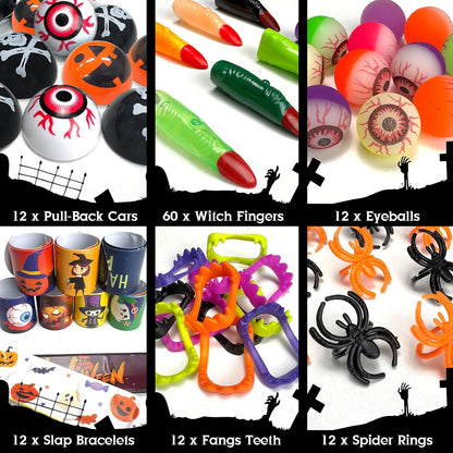 LINAYE 220PCS Halloween Party Favors for Classroom Kids, Non-Candy Halloween Classroom Gifts, Gloves Stuffed Toys Bulk Treat Goodie Bag Fillers Stuffers for Kids