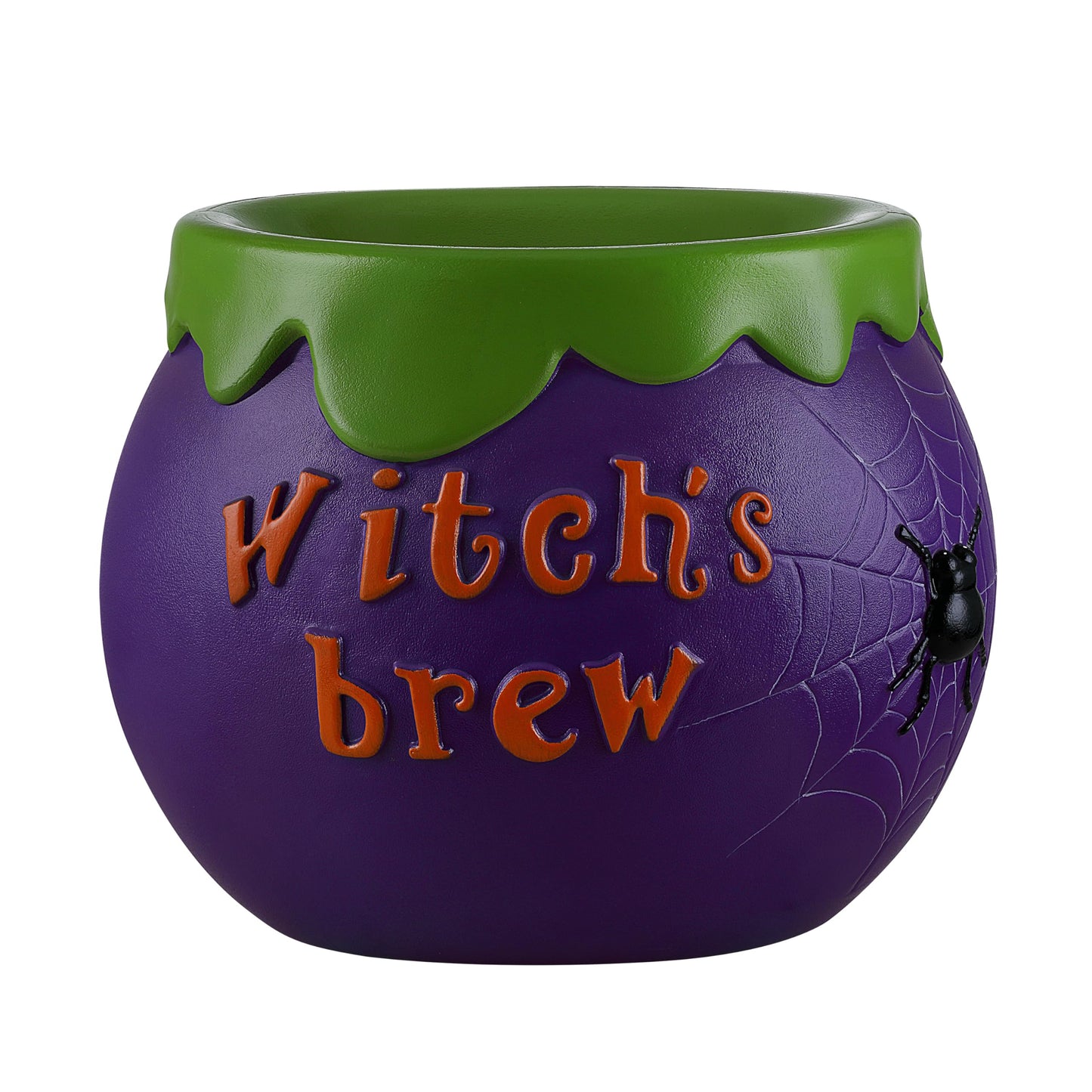 Mr. Halloween 14 in Cauldron Candy Bowl with LED Lights, Blow Mold Trick or Treat Holder, Light Up Halloween Candy Dish