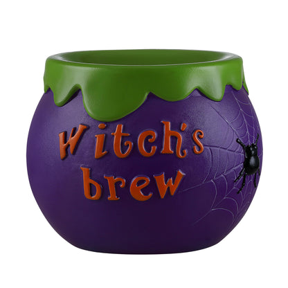 Mr. Halloween 14 in Cauldron Candy Bowl with LED Lights, Blow Mold Trick or Treat Holder, Light Up Halloween Candy Dish