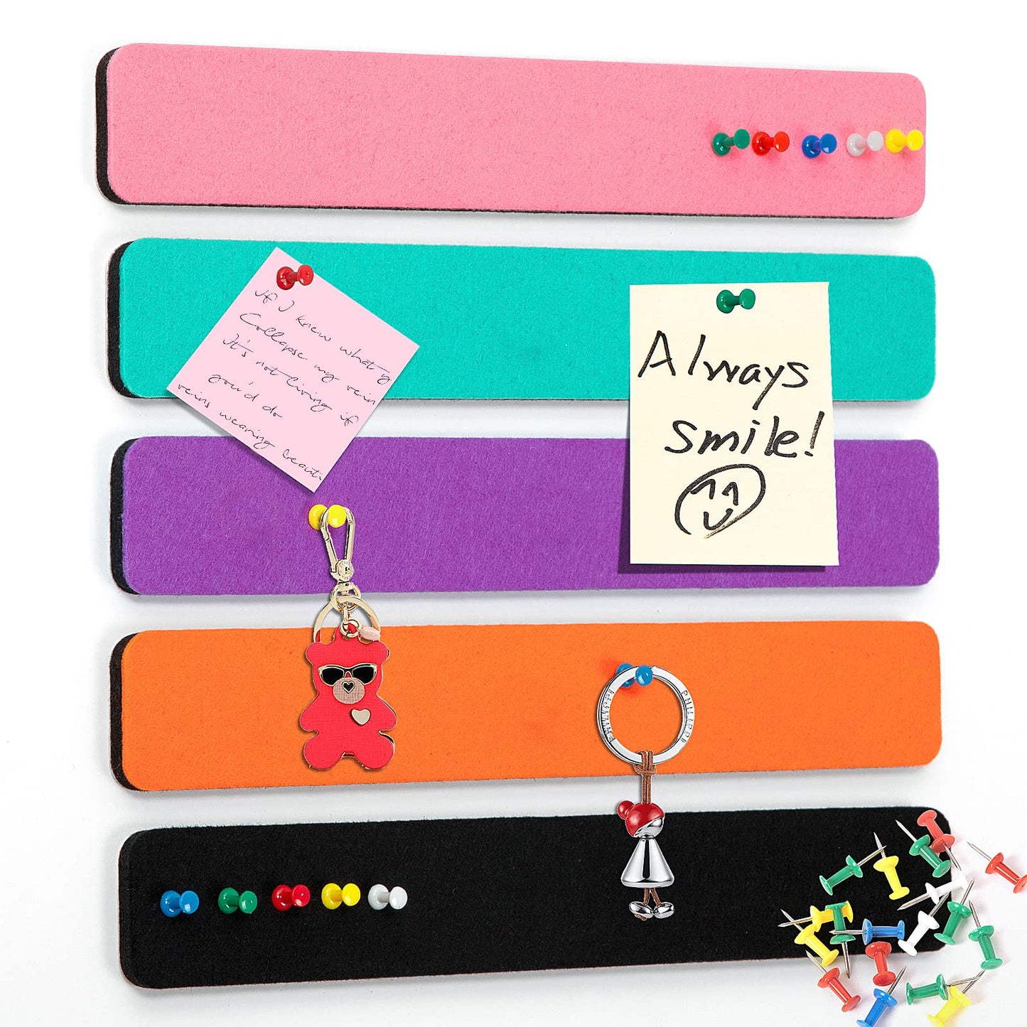 5 Pack Camel Felt Pin Board Bar Strips Bulletin Board Bundle with 5 Pack Multi-Color Felt Pin Board Bar Strips Bulletin Board
