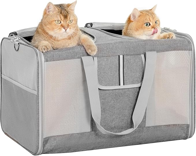 Sedioso Extra Large Cat Carrier for 2 Cats, 24x14x16in Pet Carriers for Cat and Dog Up to 40lbs, All-Sided Large Mesh Cat Carrier with Great Ventilation, Portable Soft Sided Pet Carriers for Traveling
