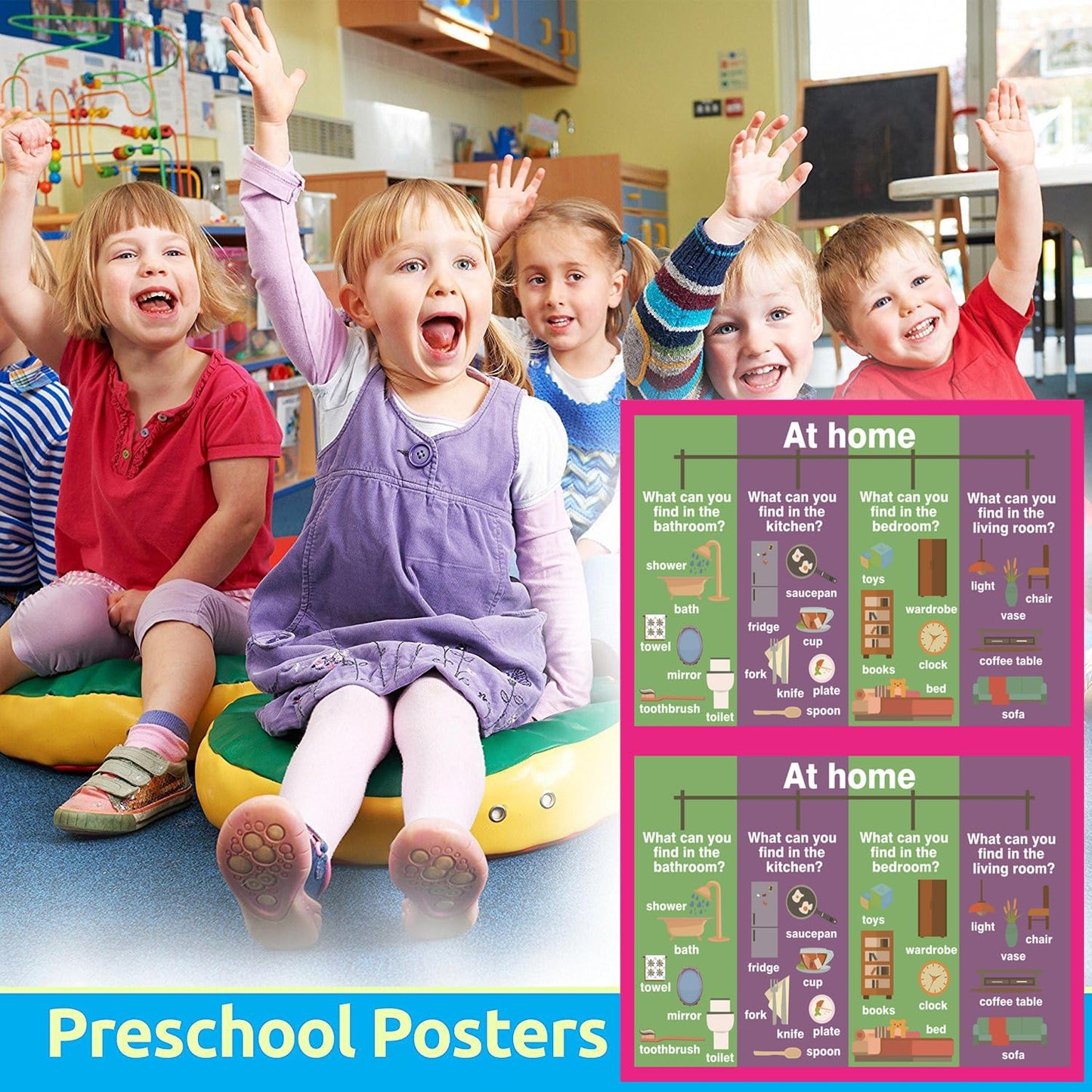 Household items Mind Mapping| Educational Posters for Toddlers and Kids | English Teaching Aid Tool| Handy Wall English Charts Reference for Students| Great for School Classroom Décor(17x24in)