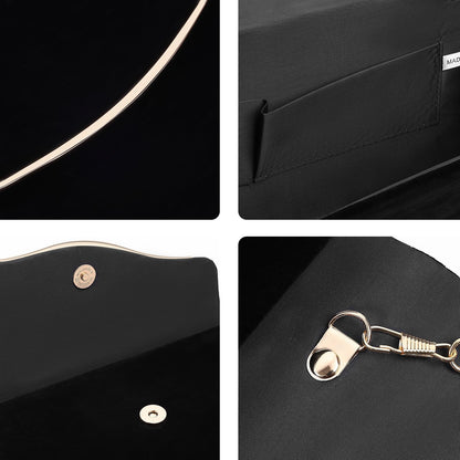 CurvChic Clutch Purses for Women Evening Bag Faux Suede Formal Party Wedding Cocktail Prom(Black)