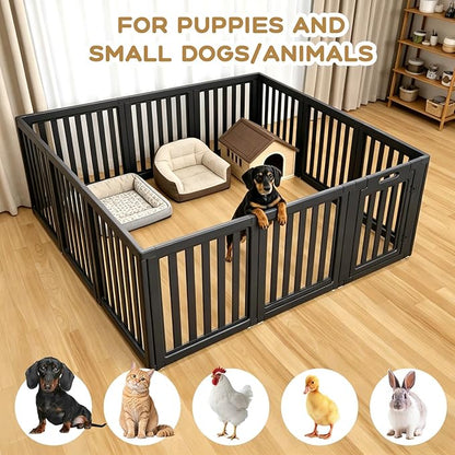 Dog Playpen, Clear Dog Pen, Dog Pen Indoor, Easy to Install and Remove Dog Play Pen, Puppy Playpen Suitable for Dogs, Cats,Dog Playpen Indoor (Black, 23.6 inch Height, 12 Panels)