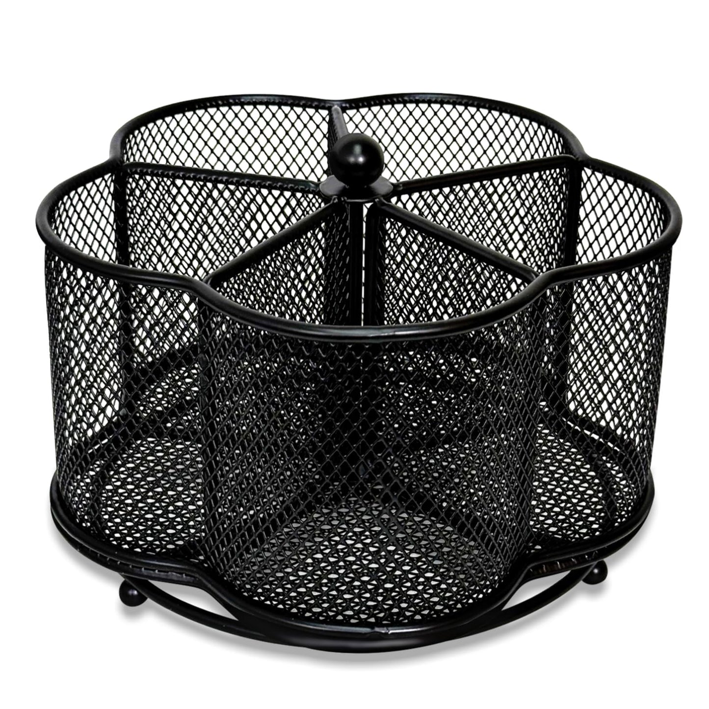 PNEUICALLY 360 Degree Rotate Pen Holder for Desk Mesh Desk Pen Organizer Pencil Holder Large Capacity Accessories & Workspace Organizers for School,Home (Black, No hook)
