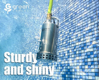 Green Expert 1HP Submersible Sump Pump 4000GPH High Flow Full Stainless Steel 25FT Power Cord Fast Water Drainage for Flood Pool Garden Pond Hot Tub Rain Barrel Heater Flush Household Drain System