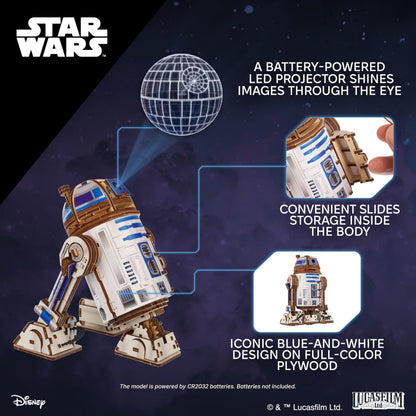 UGEARS Star Wars™ R2-D2™ 3D Wooden Puzzles for Adults - Wooden Model Kits for Adults, 3D Building Puzzle Set Adult Hobby Model Galaxy Puzzle Display Brain Puzzle Craft Kit Hobby Gift for Men and Women