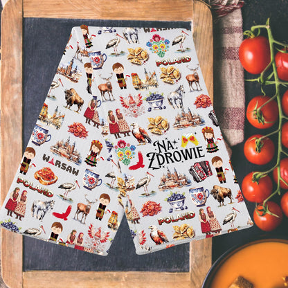 G2TUP Poland Kitchen Towel Polish Cheers Tea Towel Na Zdrowie Gifts Polska Hand Towel Polish Gifts (NaZdrowie kt)