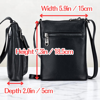 Genuine Leather Adjustable Small Crossbody Phone Purses Key Ring Strap, Travel Zipper Shoulder Handbags, Pockets Credit Card (Blue)