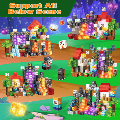 200 PCS Magnetic Blocks with Light Blocks - Magnet Toys for Kids, Boys and Girls, Magnetic Building Blocks Cubes, Stacking Magnets for Kids, for Boys and Girls Age 3+ Years Old
