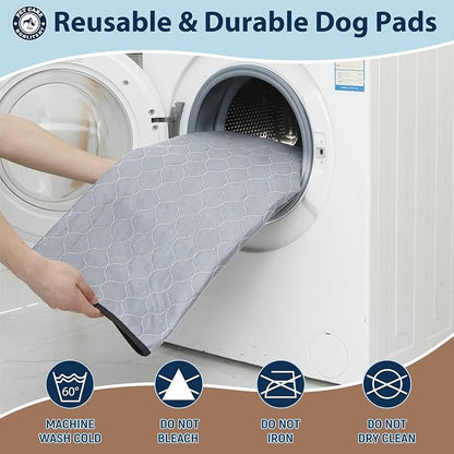 Washable Pee Pads for Dogs, Reusable Puppy Pads 34x36, 3 Pack, White Grey | Reusable, Fast Absorbent, Waterproof, Non-Slip, For Whelping, Training, Incontinence & Potty, For Dog Playpen, Crate, Car