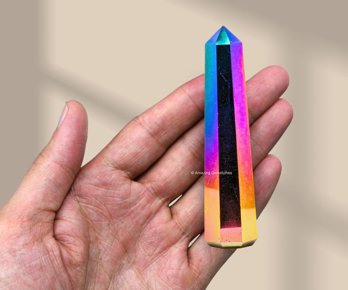 Amazing Gemstone Titanium Aura Quartz Crystal Towers - Natural Healing Crystal Point Obelisk for Reiki Healing and Crystal Grid (3" to 4" INCH)