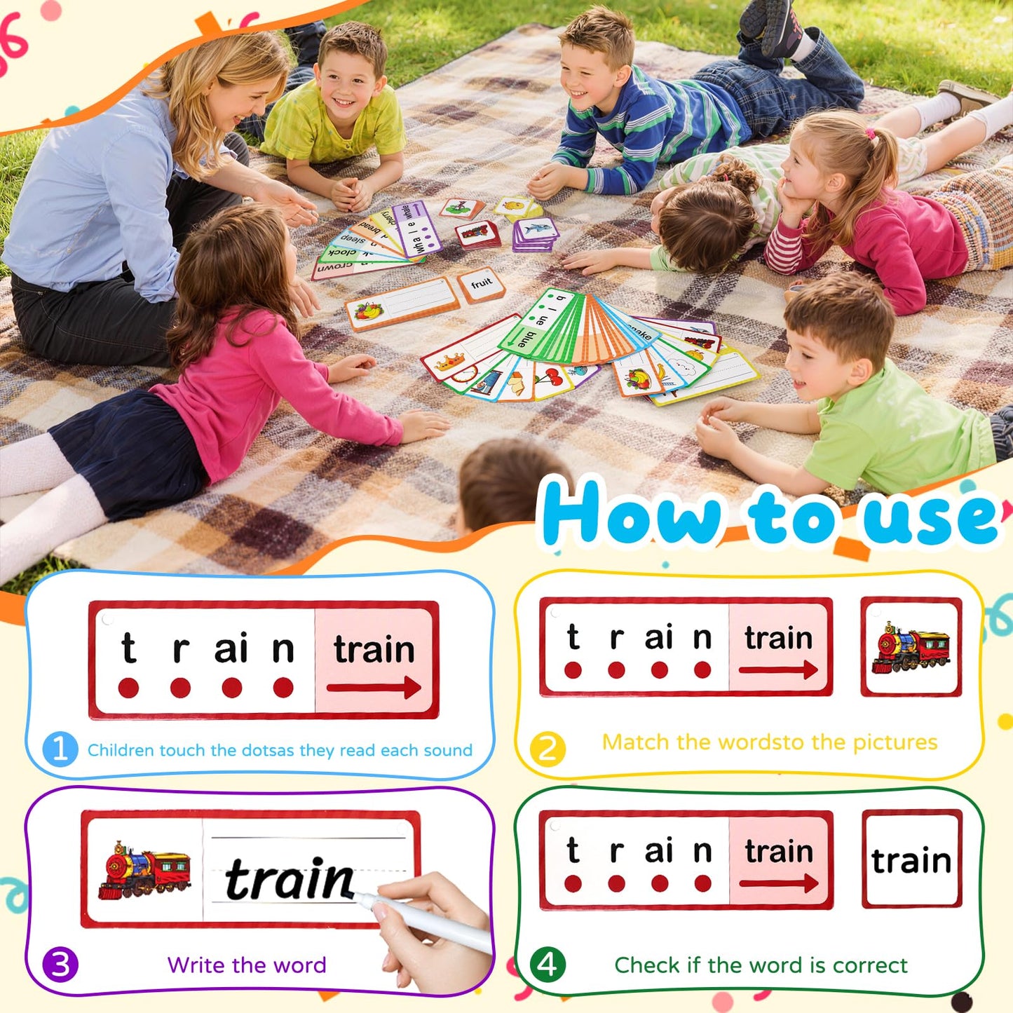LilLaufy Phonics Games Flash Cards for Kids, Sight Word Spelling Games, Digraphs and Blends flashcards, Speech Therapy Toys for Toddlers, Learn to Read, Preschool Kindergarten Learning Activities