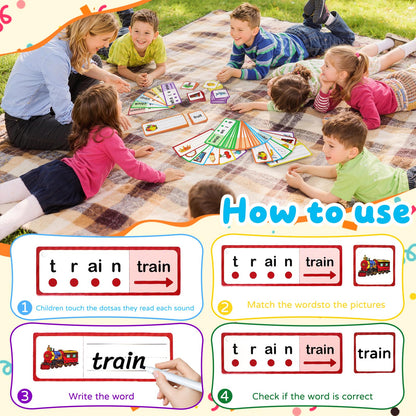 LilLaufy Phonics Games Flash Cards for Kids, Sight Word Spelling Games, Digraphs and Blends flashcards, Speech Therapy Toys for Toddlers, Learn to Read, Preschool Kindergarten Learning Activities
