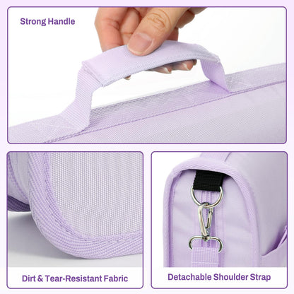 SUNEE Zipper Binder 3 Ring, 3 Inch O-Ring with Handle and Shoulder Strap, 600-Sheet Capacity, 5-Tab Expanding File Folder, Multi-Pockets for Middle School Organizer Binder with Zipper, Lavender Purple
