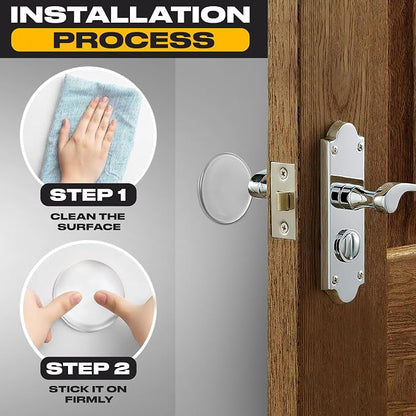 Clear Door Stoppers - Medium 2" (12 Pack) - Door Stoppers for Wall with Strong Back Adhesive - Quiet and Shock Absorbent Silicone Wall Protectors from Door Knobs - Protects Every Surface