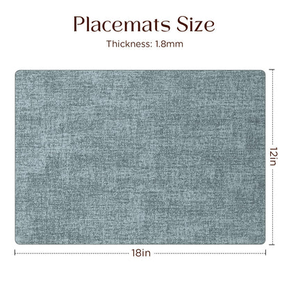 Newise Leather Placemats Set of 6-18x12in, Washable Stainproof Heat Resistant Place Mats for Christmas Patry Restaurant, Blue