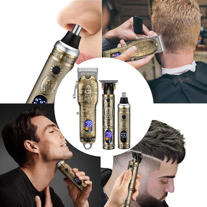Lanumi Hair Clippers for Men Cordless Hair Trimmer Beard Trimmer/Nose Trimmer Professional T-Blade Trimmer USB Rechargeable Hair Cutting Grooming Kit Barber Clippers Set LED Display
