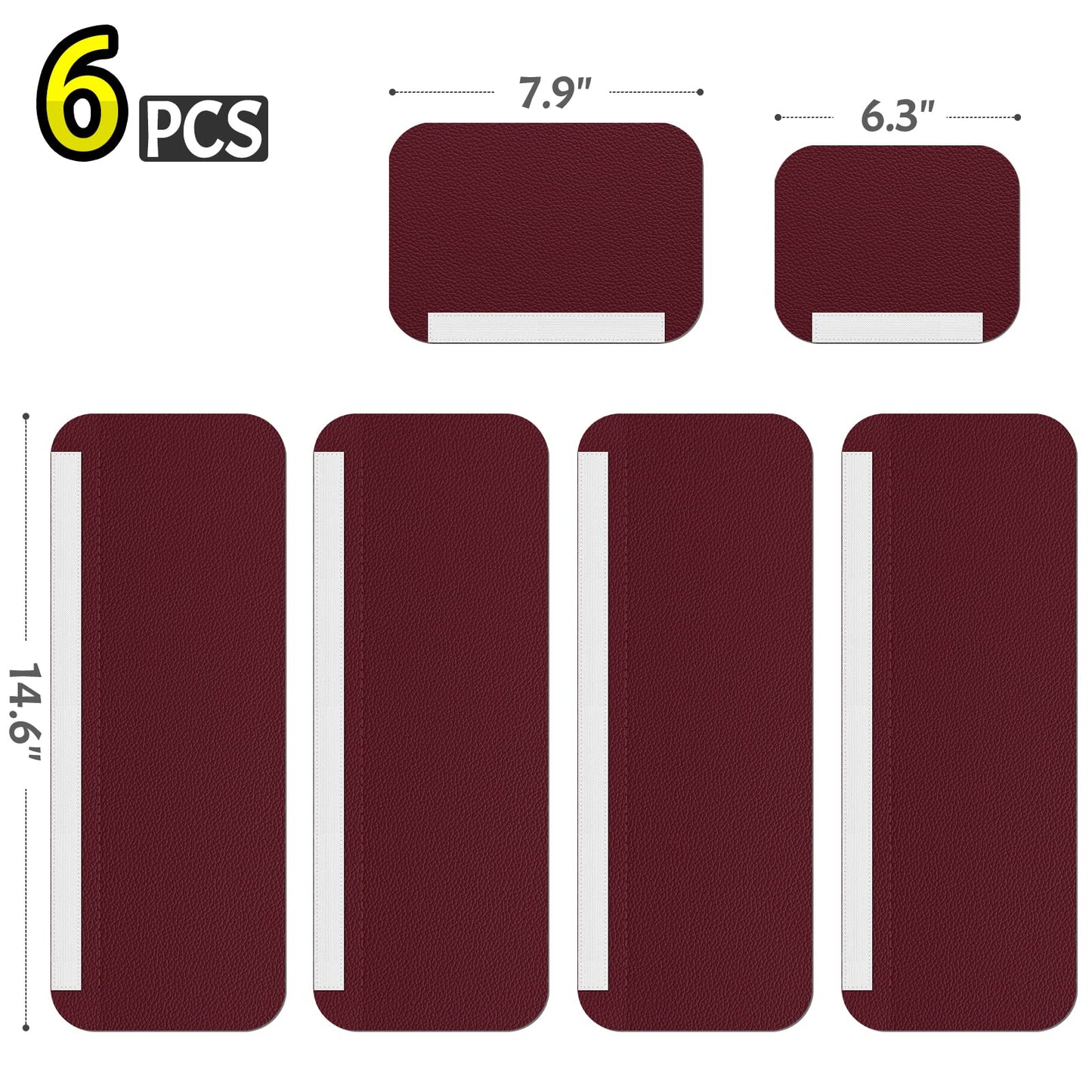 Royleath Refrigerator Handle Covers, Set of 6, Leather Kitchen Appliance Handle Covers, Keep Your Fridge Microwave Oven Stove or Dishwasher Clean, Stains Dirty Oils, Timesaver, Kitchen Decor(Burgundy)