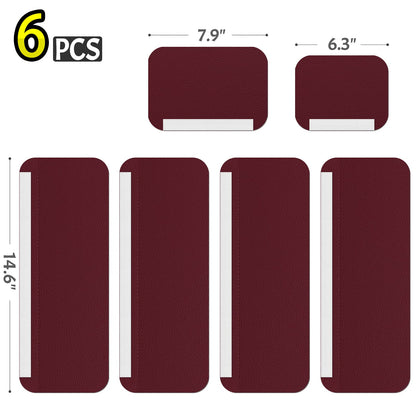 Royleath Refrigerator Handle Covers, Set of 6, Leather Kitchen Appliance Handle Covers, Keep Your Fridge Microwave Oven Stove or Dishwasher Clean, Stains Dirty Oils, Timesaver, Kitchen Decor(Burgundy)