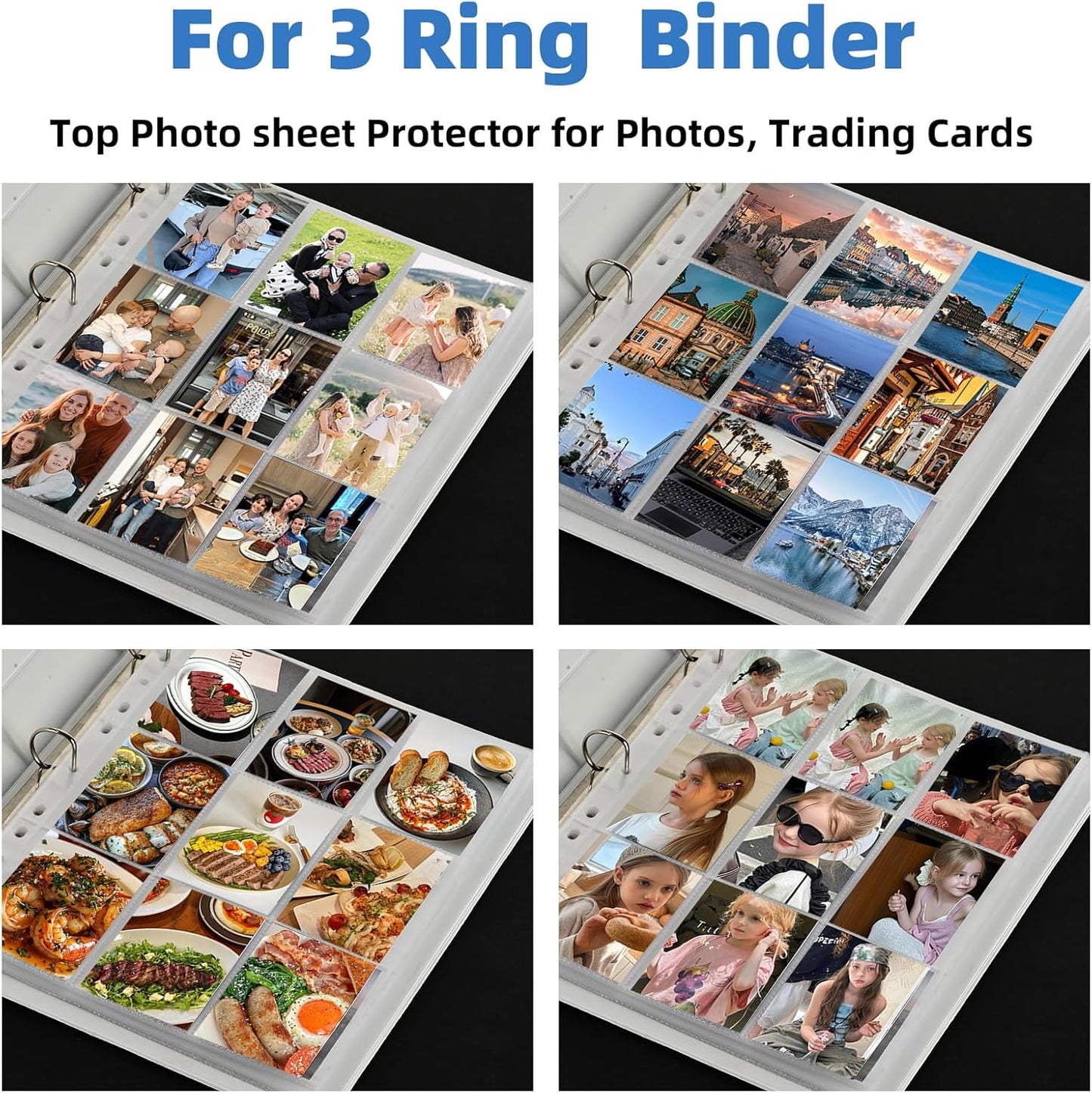 9 Pocket Card Sleeves, Holds 1800 Cards, Trading Card Binder Sleeves, 3 Ring 9 Pocket Pages for Sports Cards, Coupons Cards, 100 Pack, Game