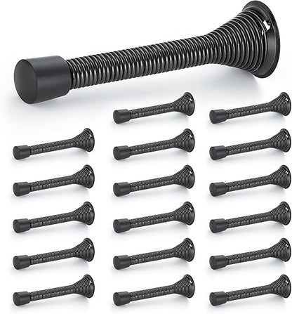 Ravinte Door Stoppers, 18 Pack Black Spring Door Stops with Rubber Bumper, Door Stoppers for Bottom of Door