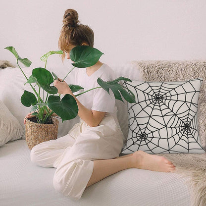Wsunsal Halloween Pillow Covers 20x20 Inch Set of 2, White Spider Web Decor Throw Pillows Holiday Halloween Outdoor Decorative Pillows Square Linen Cushion Covers for Home Bed Couch Sofa
