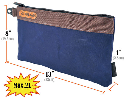 WELKINLAND Heavy-Duty Canvas Tool Pouch - 4PCS, 12" Waxed Canvas Zipper Tool Pouch