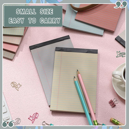 Lincia 12 Pcs 12 Pcs 5" x 8" Small Legal Pads Colored Lined Note Pads Narrow Ruled Writing Notepads 50 Sheets Per Micro Paper Notebook Lined and Perforated for College Office Supplies (Fresh Colors)