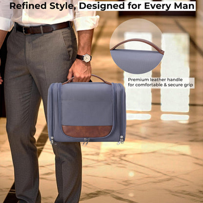 Ralnitote Large Hanging Toiletry Bag for Men, Travel Bathroom Bag with Hook, Hygiene Bag Organizer for Shower, Shaving & Grooming Essentials, Gray