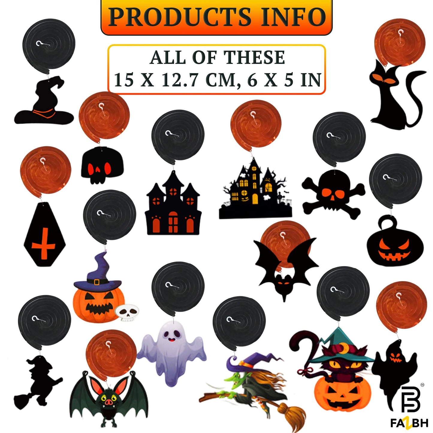 Halloween Swirls and Honeycombs - Pack of 61 | Halloween Centerpieces for Tables, Hanging Decorations, Hanging bat