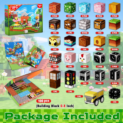 100PCS Magnetic Blocks - Magnetic Building Block for Kids Ages 3 4 5 6 7 8, Stacking Magnets for Kids, Magnet Toys, Birthday Gifts for 3-10 Year Old Boys Girls, STEM Learning Toy