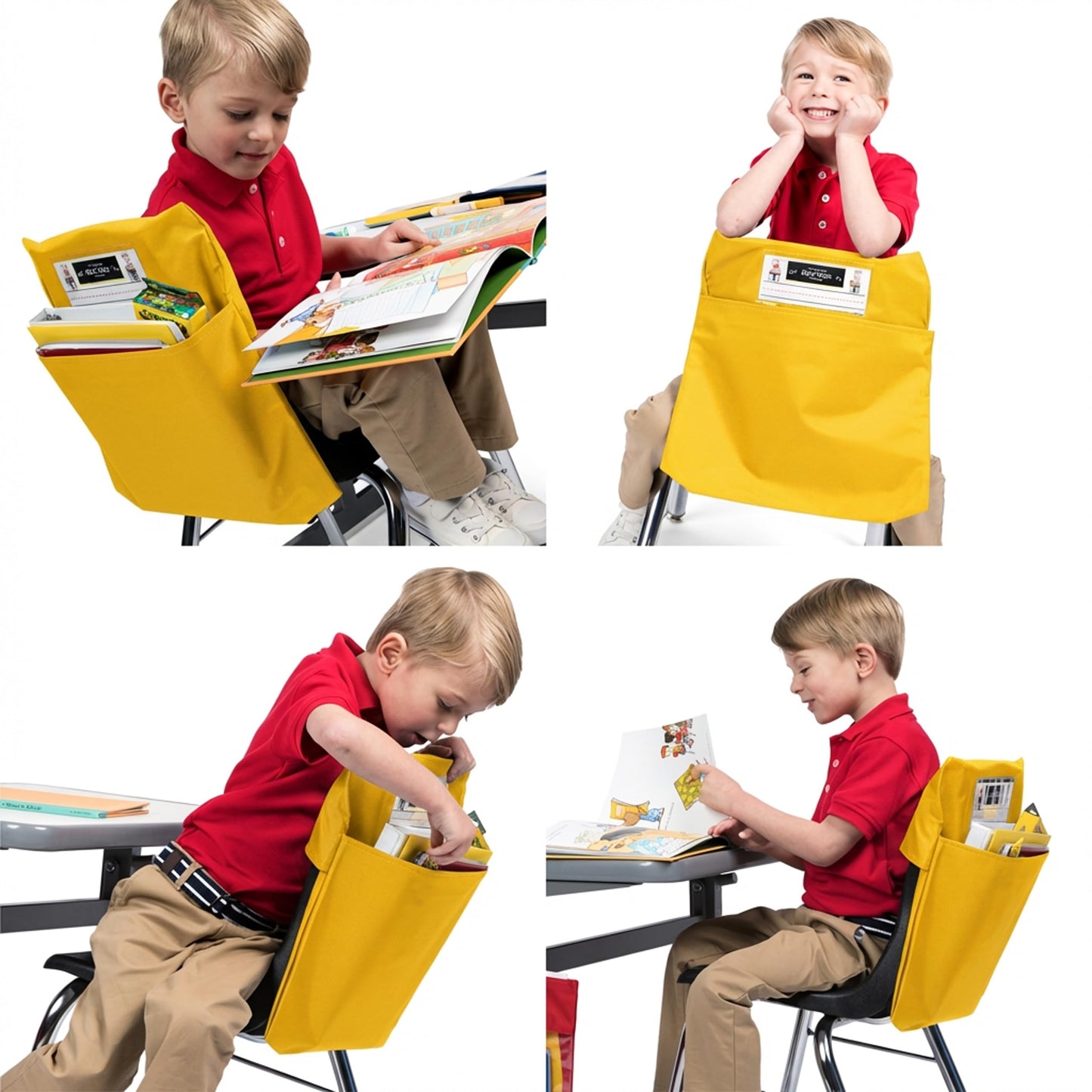 Seat Sack Student Chair Storage Pocket - 12", Classroom Chair Organizer for Student Desks, Durable Over-the-Chair Storage, Yellow, 1-Pack