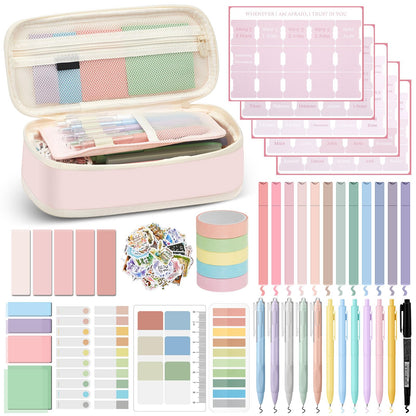 98 Pcs Bible Study Supplies, Bible Journaling Kit for Women, Aesthetic Study Kit with Pencil Case Book Annotation Aesthetic Highlighters Notes Gel Pens for Office Christian Gifts Christmas(Pink)