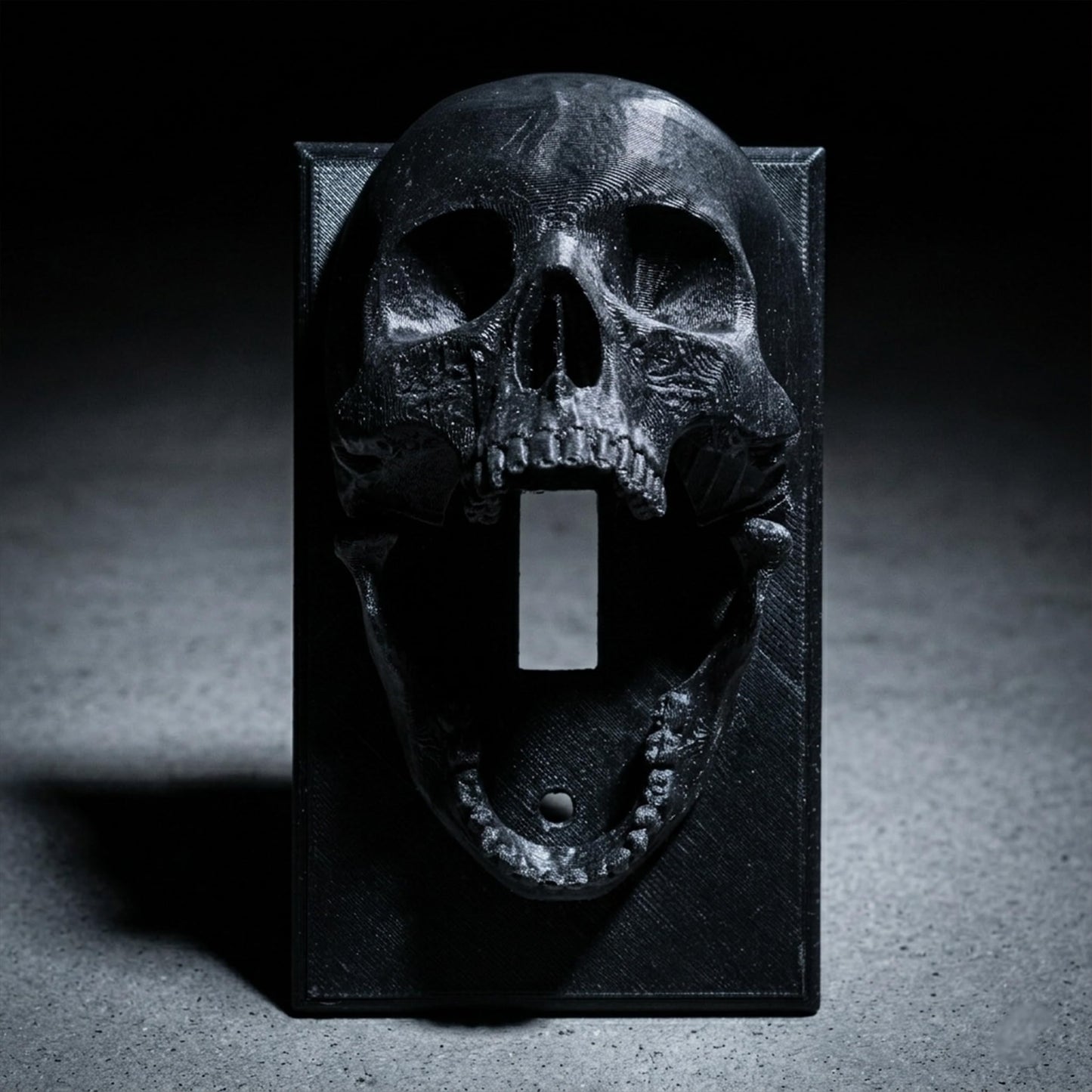 Gothic Skull Light Switch Cover - Goth Skeleton Lightswitch Outlet Plate Cover, 3D Printed Fun Single Toggle Standard Size for Bedroom Home Halloween Wall Decor, Black